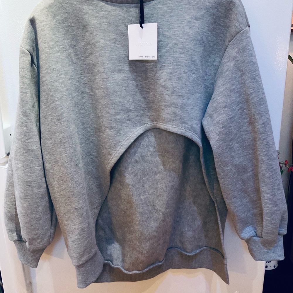 Cozy Cutout Sweatshirt – grey, Size S -L